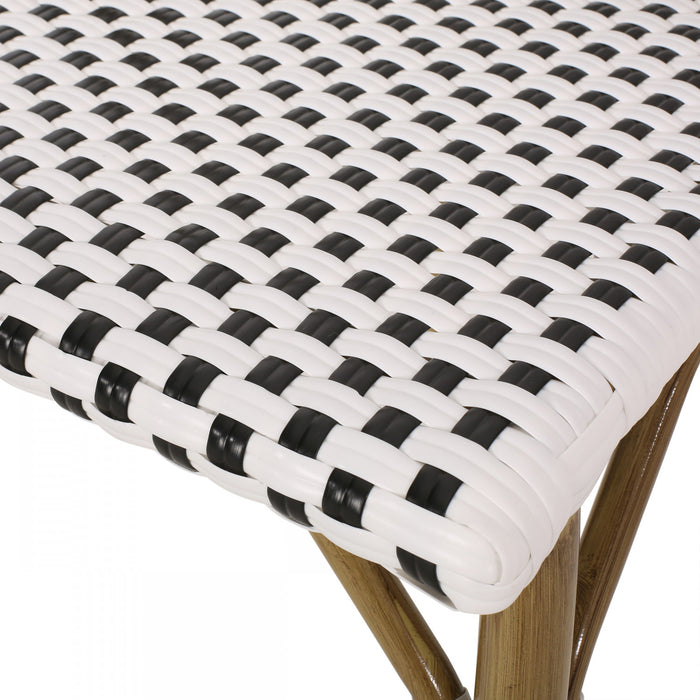 Chaises de bistrot francaises Julien en rotin synthetique et aluminium, lot de 2 - noir et blanc
