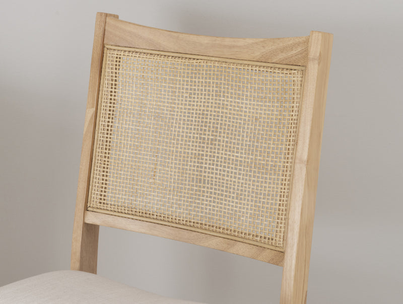 Chaise de salle à manger pliante Bauer en tissu et en cannage - naturelle