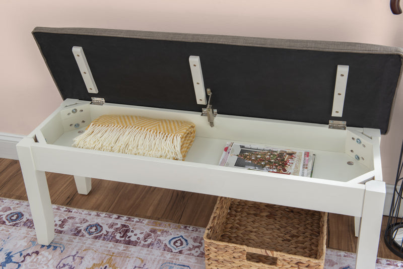 Banc de salle à manger Jane en tissu avec rangement - taupe