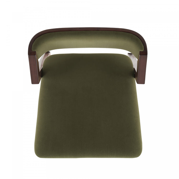 Tabouret de bar moderne en bois Patricia avec revetement en tissu vert tortue - Lot de 2