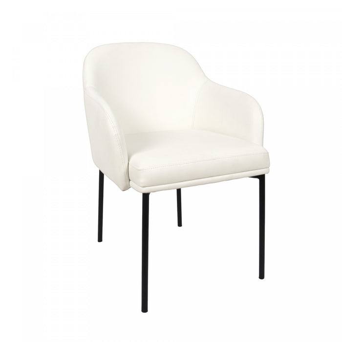 Fauteuil contemporain Loft en cuir vegetalien avec accoudoirs en metal, ivoire - Lot de 2