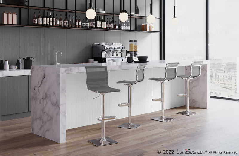Tabouret bar pivotant réglable contemporain Mirage en tissu - argenté