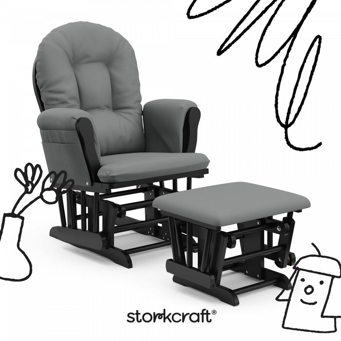 Storkcraft Hoop Fauteuil bercant et pouf - Noir avec gris