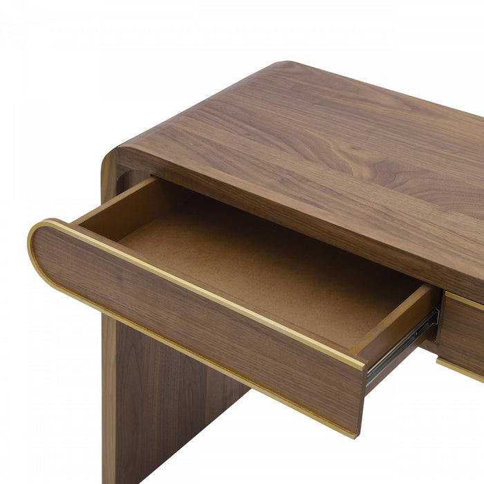 Console en bois Olivia 120 cm avec tiroirs - doree