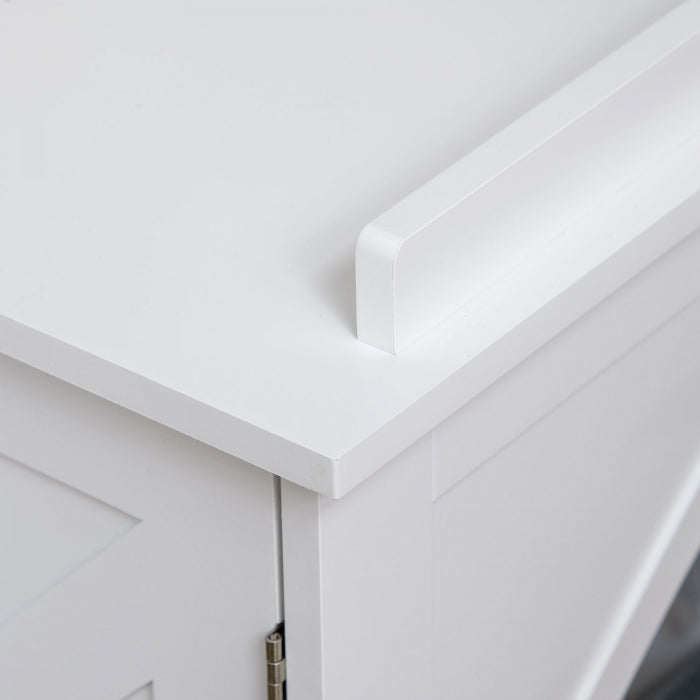 Pawhut Litiere Cachee Enclos De Litiere Meubles De Toilette Pour Chats Avec Rangement, Diviseur Reglable, Table D'appoint Interieure De La Maison Pour Animaux De Compagnie, Blanc