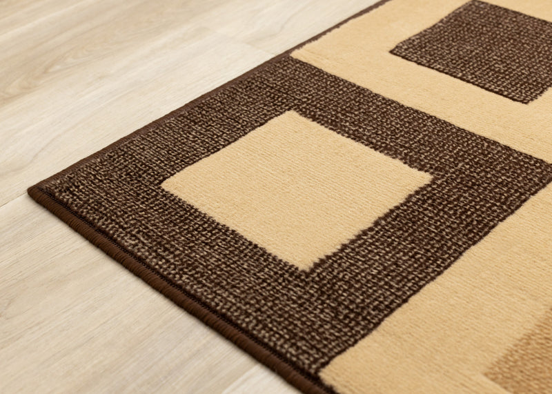 Tapis Florence a carreaux superposes marron et beige, 7'9\" x 10'6\"