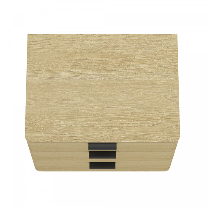 Table de nuit moderne Payton 66 cm en chene naturel (3 tiroirs) - Lot de 2