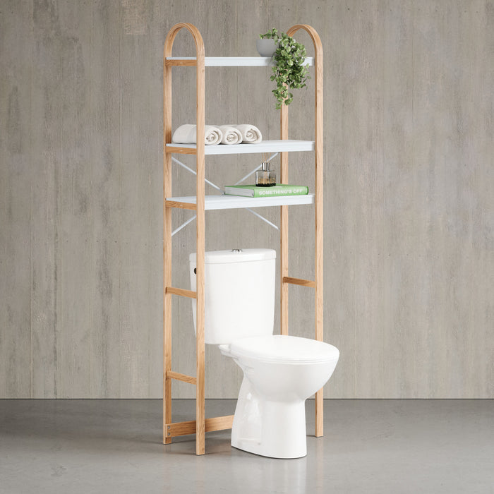 Tablettes au-dessus de la toilette modernes Bellwood de Umbra - blanches et naturelles