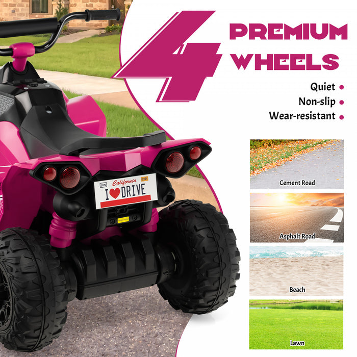 Costway 12v Batterie Alimentee Enfants Rouler Sur Atv Electrique 4 Roues Quad Car Avec Mp3 & Lumiere