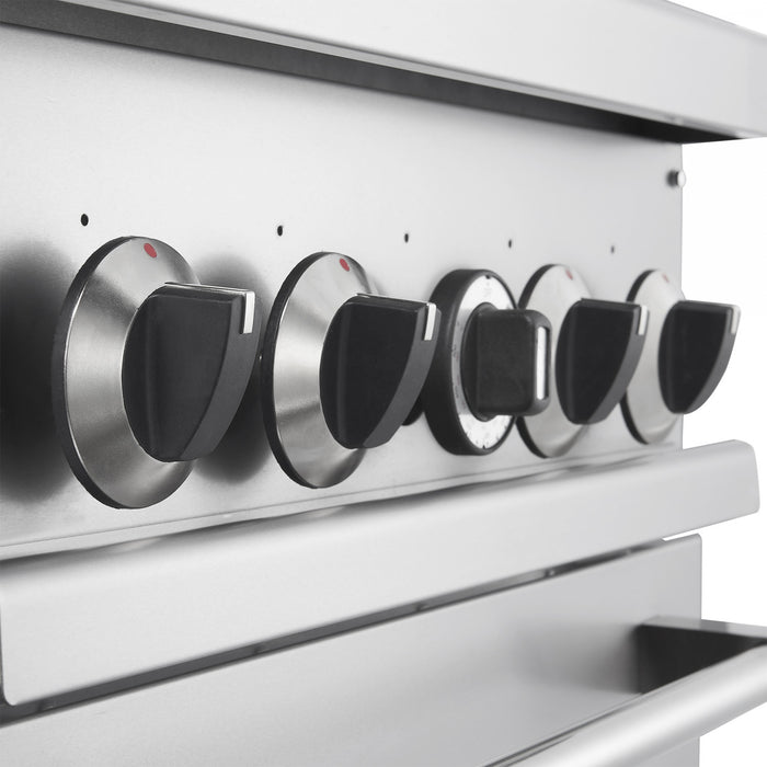 Cuisiniere a gaz Commerciale en acier inoxydable de 24 po, 4 bruleurs, 120 000 BTU – FCMGR0093-24