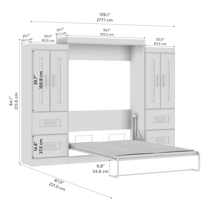 Lit double escamotable Edge de Bestar avec garde-robes (110 po [L]) - blanc