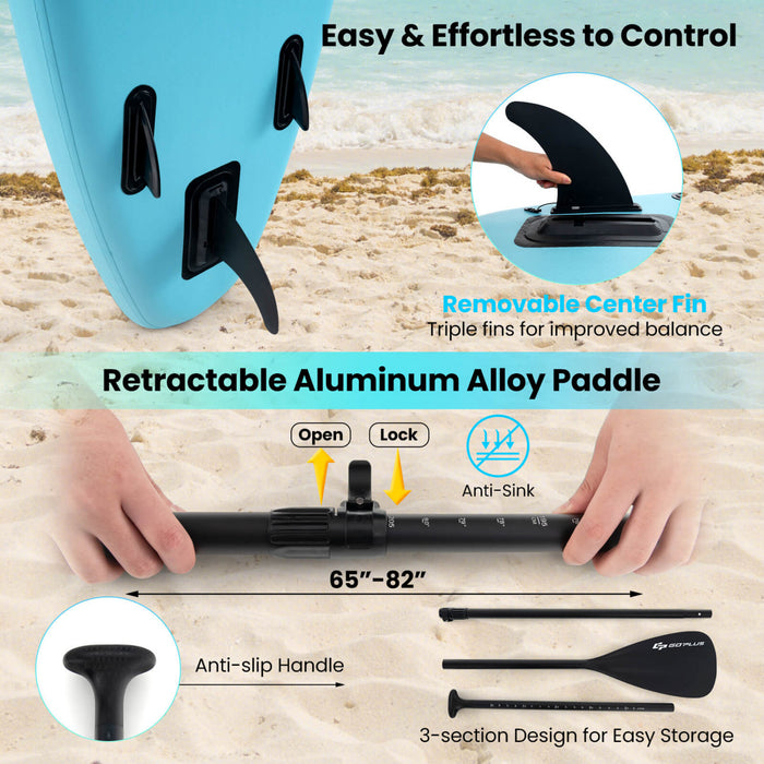 Petite Planche Gonflable De Sup Goplus, Planche De Pagaie Portable Avec Des Anneaux 5d