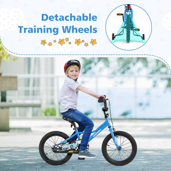 Costway 16\" Velo D'entrainement Pour Enfants Avec Roues D'entrainement Amovibles Pneumatiques Navy