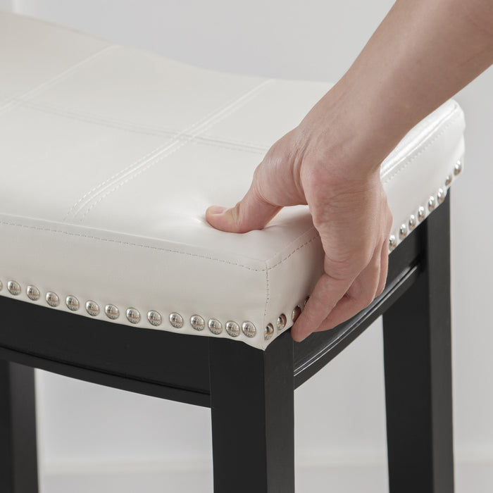 Tabouret Claridge de hauteur comptoir en similicuir et sans dossier - noir et blanc