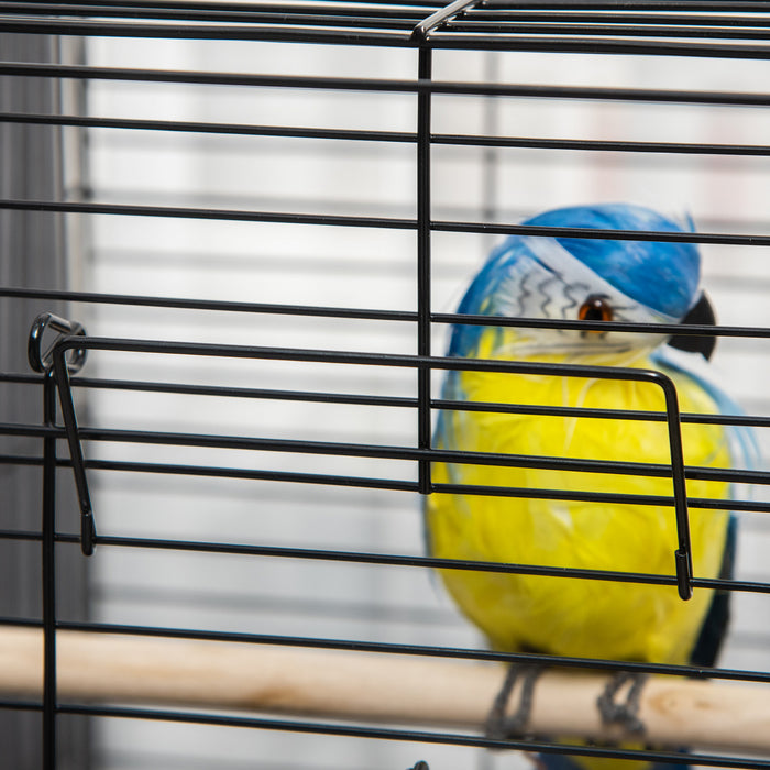 Pawhut 23\" Cage A Oiseaux Parc Avec Plateau De Jeu Ouvert Et Bol D'alimentation Noir
