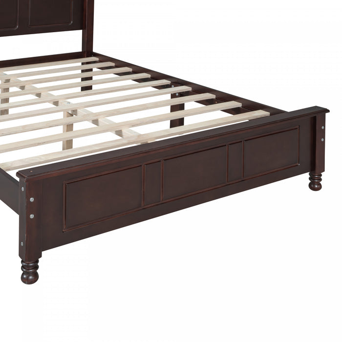 Jessie Lit a plateforme de style retro avec support a lattes en bois, taille double, noyer