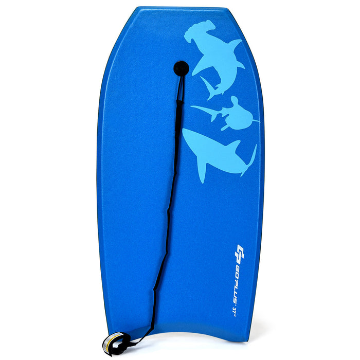 Planche De Bodyboard Surf 33 Pouces (83 X 48 X 6 Cm) Avec Sangle De 83 Cm Et Motif Requin Bleu Pour Debutant Enfant Adulte Xpe+hdpe 0.6kg