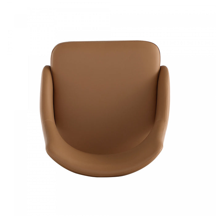 Chaise de salle a manger moderne Tremont en cuir vegetalien et metal, couleur selle - Lot de 2