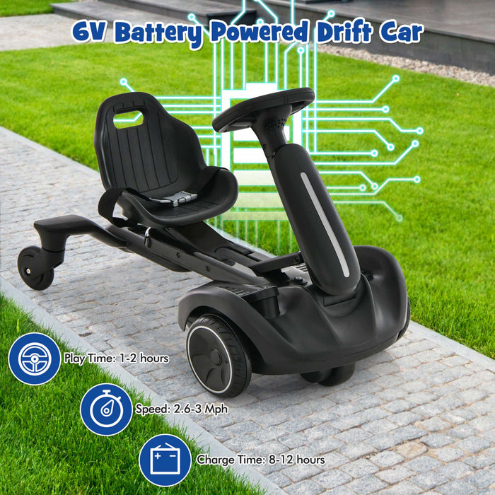 Costway Kart Electrique 6 V Pour Enfants, Vehicule De Derapage Pour Enfants, Siege Reglable A 2 Positions, Rotation A 360°, Roues Durables, Vitesse Max 4,8 Km/h, Klaxon, Pour Les 3 A 8 Ans