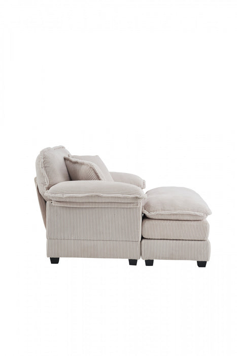 Liam Canape d'interieur moderne en velours cotele 46,9\" avec 2 coussins moelleux, Blanc