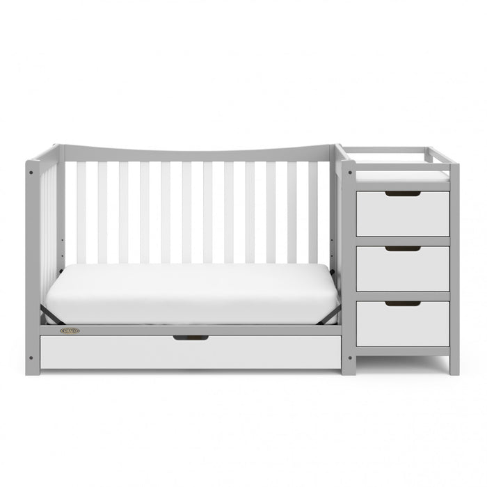 Graco Remi Lit de bebe convertible 4-en-1 avec table a langer - Gris galet avec blanc