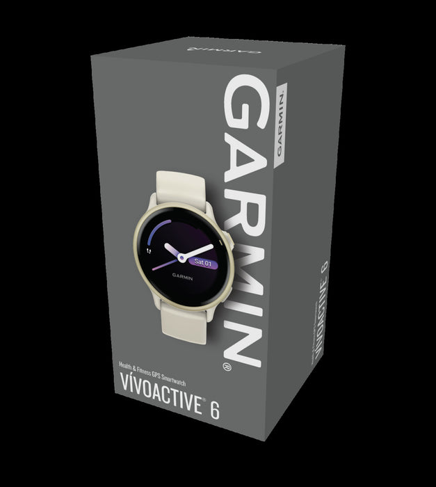 Montre de fitness Garmin Vivoactive 6 Lunar Gold - Moniteur d'activite, entrainements quotidiens, statut HRV, dynamiques de course, conseils PacePro, notifications intelligentes