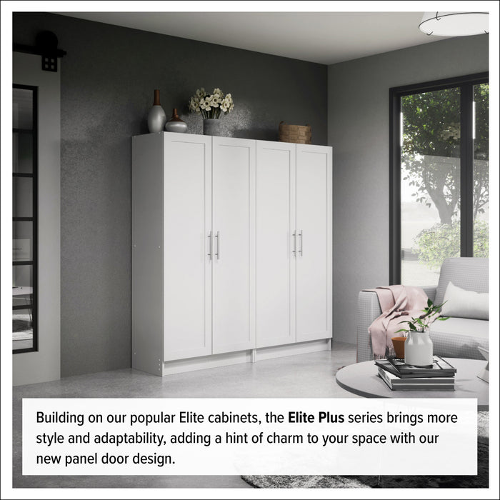 Armoire d’appoint de rangement Elite avec portes à panneaux et 3 tablettes - blanche
