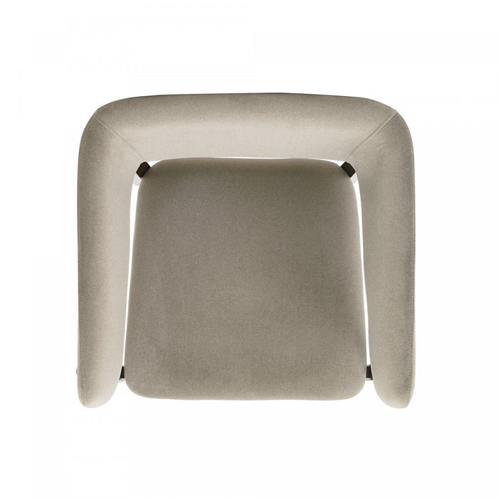 Fauteuil Blake moderne en bois avec imitation mohair, coloris naturel