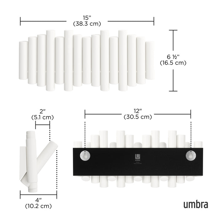 Crochets muraux Picket Rail de Umbra - blancs