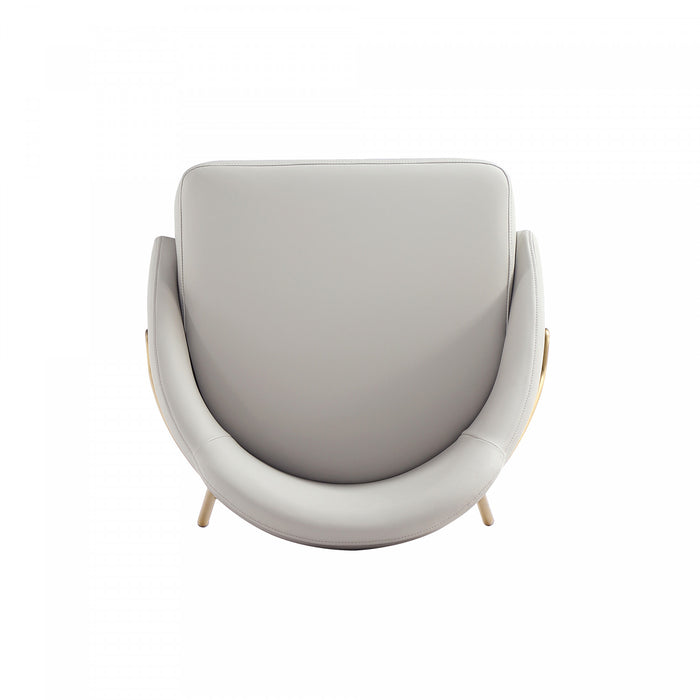 Tabouret de bar moderne en metal Gracie, rembourre, gris pierre et or