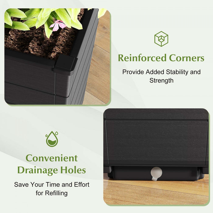 Costway 23\" Planter Haut Ensemble De 2 Pour Usage Interieur / Exterieur Grand Pot De Plante Auto-arrosant Noir