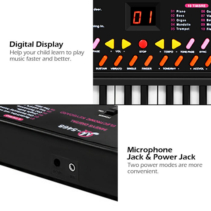 Costway Clavier Electronique 54 Touches, Piano Electrique pour Enfants avec Micro et Adaptateur