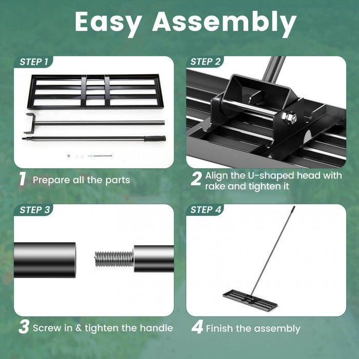 Costway Pelouse Nivellage Rake 36\" X 10\" Lourd Outil De Pelouse De Niveau Pour Jardin Arriere-cour/pelouse Noir