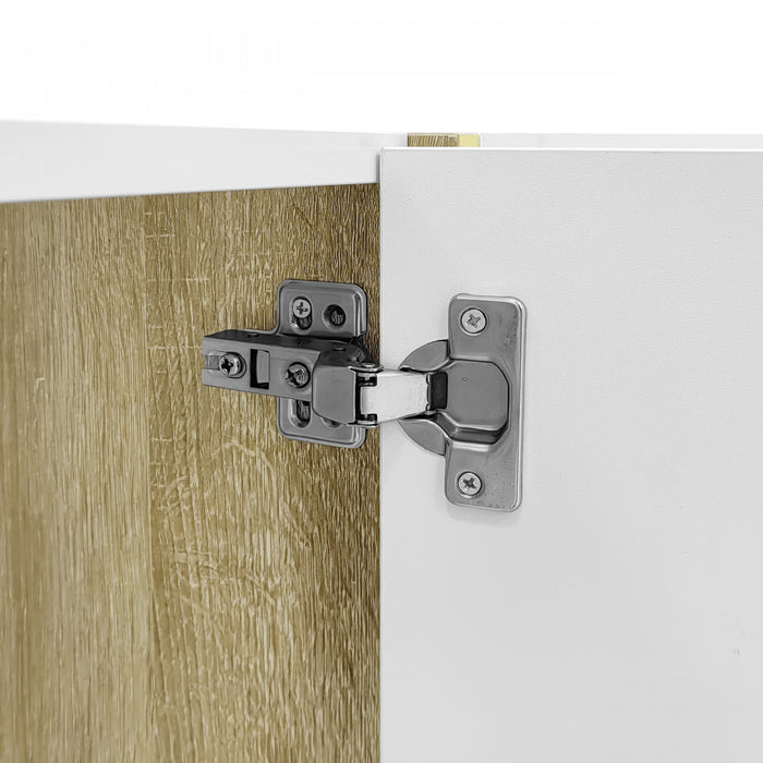 Meuble Tv Moderne Frances Avec 4 Portes, Blanc Laque Brillant