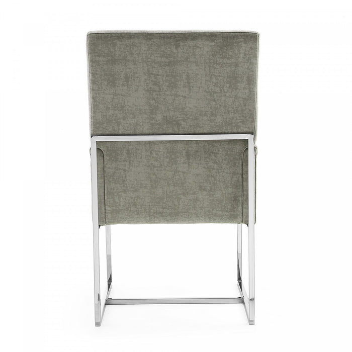 Chaise de salle a manger moderne Element en velours et metal acier - Lot de 2