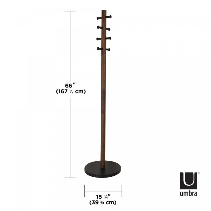 Portemanteau moderne Pillar de Umbra en bois - noir et noyer