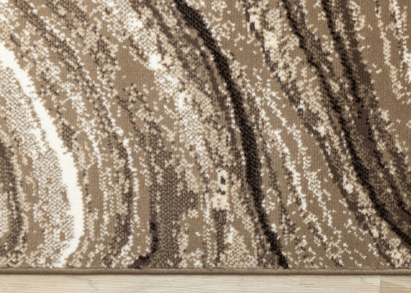 Carpette Forte brune et crème à motif de vagues apaisantes - 7 pi 9 po x 10 pi 6 po