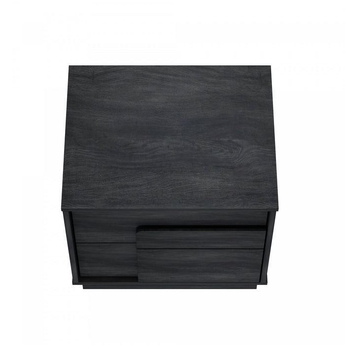 Table de nuit moderne Horizon 56 cm en gris charbon (2 tiroirs)