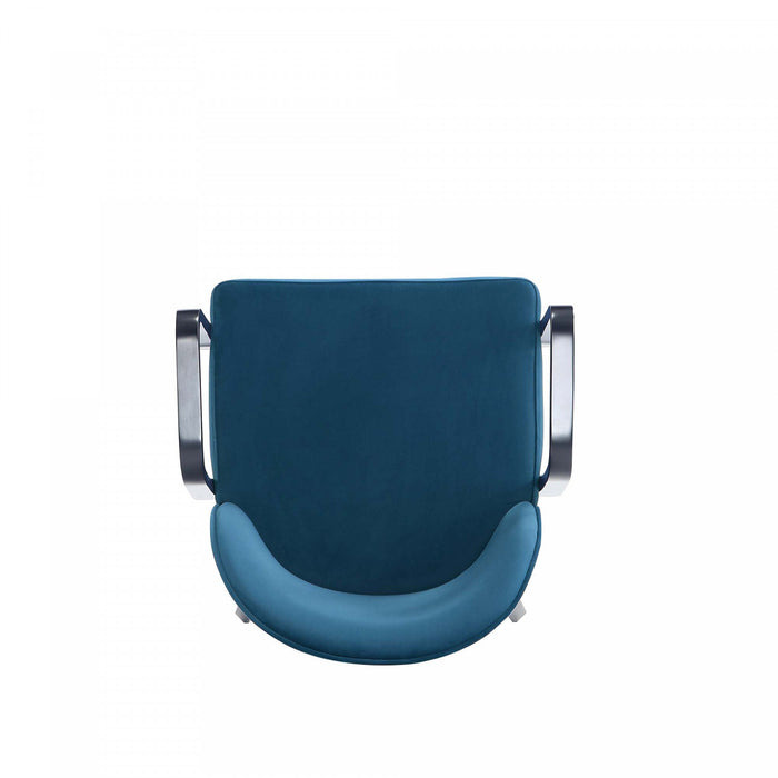 Fauteuil moderne en bois Hillman avec accoudoirs et revetement bleu - Lot de 2