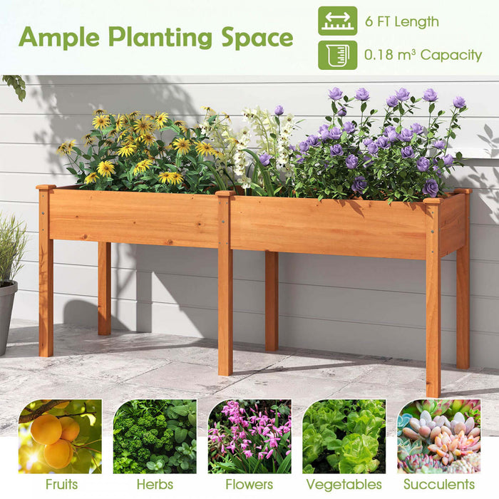 Costway Exterieur Souleve Lit De Jardin Avec Les Jambes 73x23x30in Bois Planter Boite Avec Panneau Diviseur Marron
