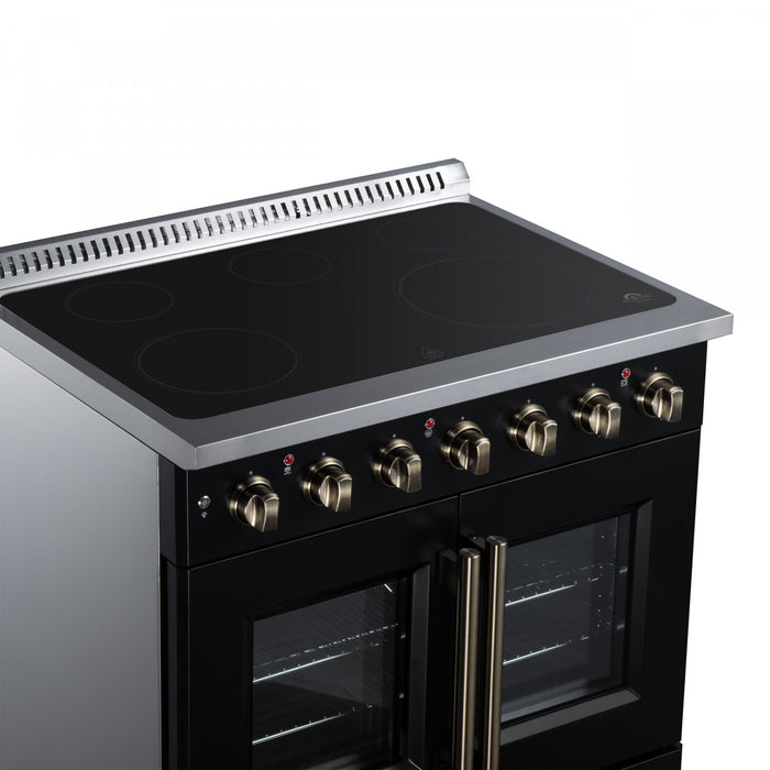 Cuisiniere electrique Galiano de 36 po a portes francaises, 5 foyers, 5,36 pi³, noir – FFSEL6917-36BLK