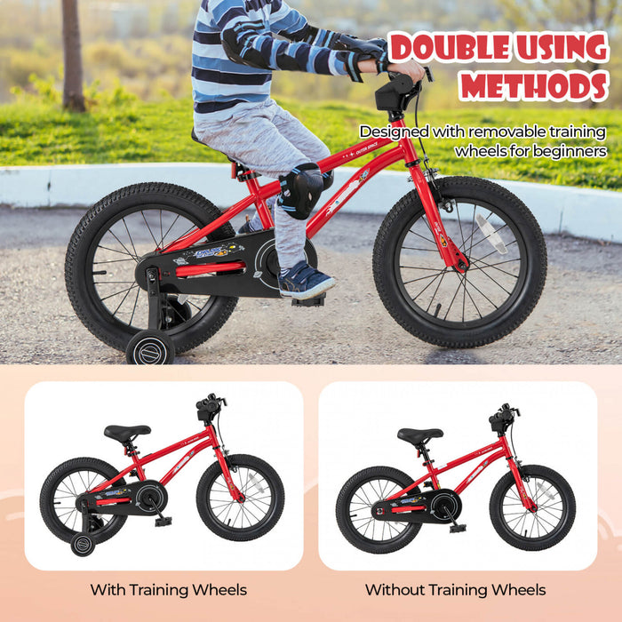 Velo Costway 16 Pouces Pour Enfants De 4 A 7 Ans Avec Selle Reglable Et Guidon Antiderapant Rouge