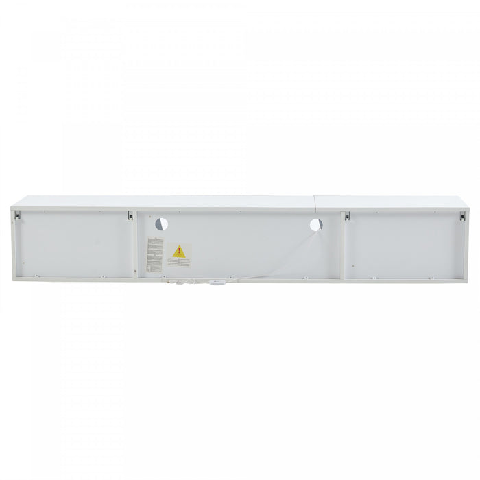 Lumina Meuble TV Mural 64.9 po avec Lumieres LED et Portes Acryliques, Blanc