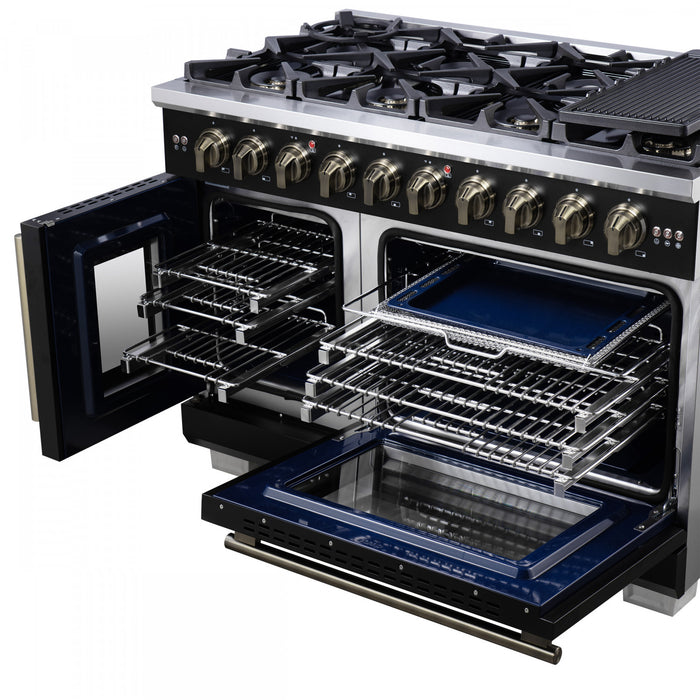 Cuisiniere a gaz noire Capriasca 48 pouces, 6,58 pi³ – FFSGS6460-48BLK