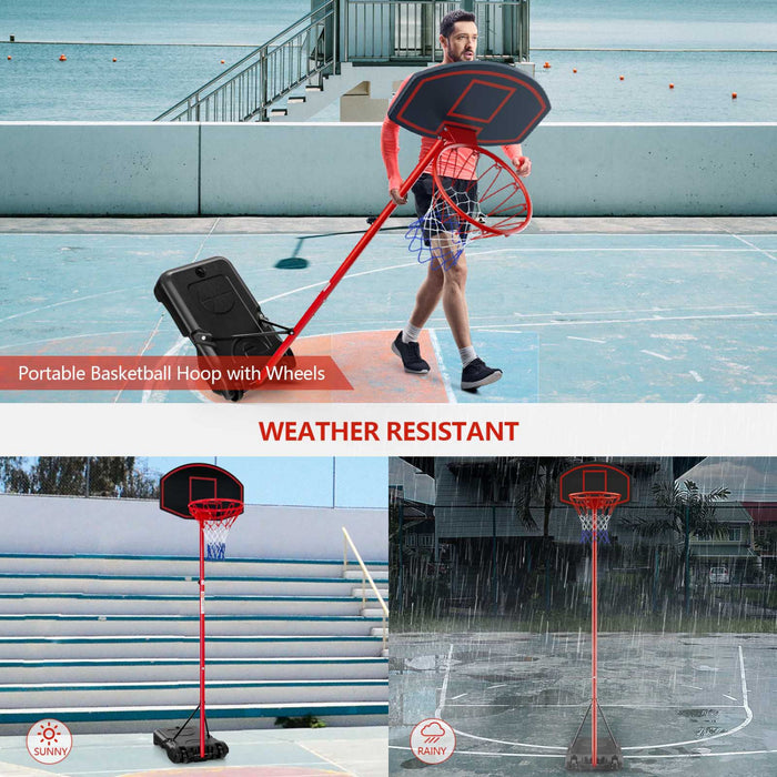 Base Et Panier De Basketball Reglable En Hauteur Costway, Support De Basketball Portable Avec 2 Roues, Base Remplissable, Filet En Nylon Resistant Aux Intemperies