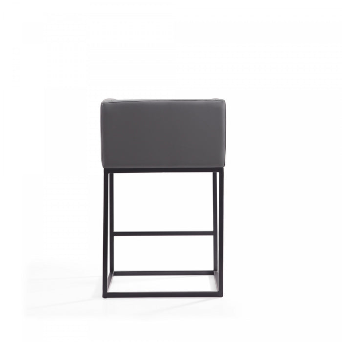 Tabouret de comptoir Embassy style milieu du siecle en metal et tissu gris - Lot de 3
