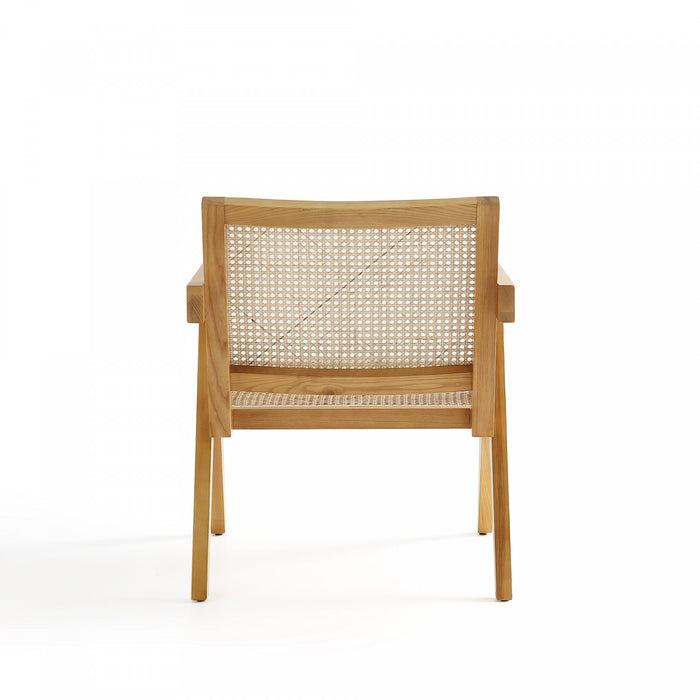 Fauteuil d’appoint en bois avec dossier en cannage style industriel chic Hamlet, naturel – Lot de 2