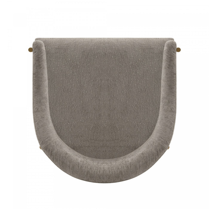 Fauteuil en metal moderne Lia avec revetement en chenille couleur pierre - Lot de 2