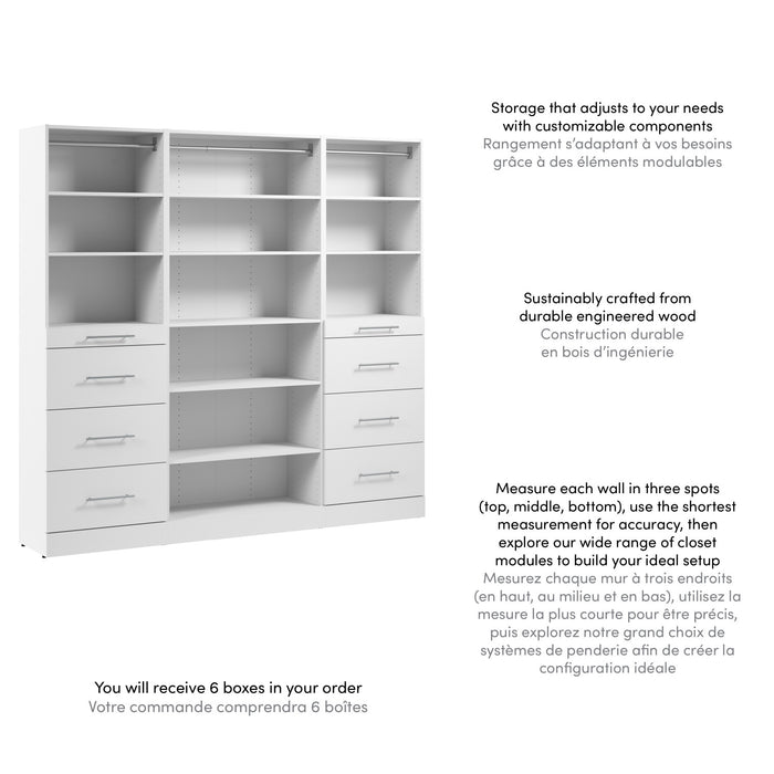 Système de garde-robe et pièce-penderie modulaire Florence de Bestar de 85 po avec rangement - blanc