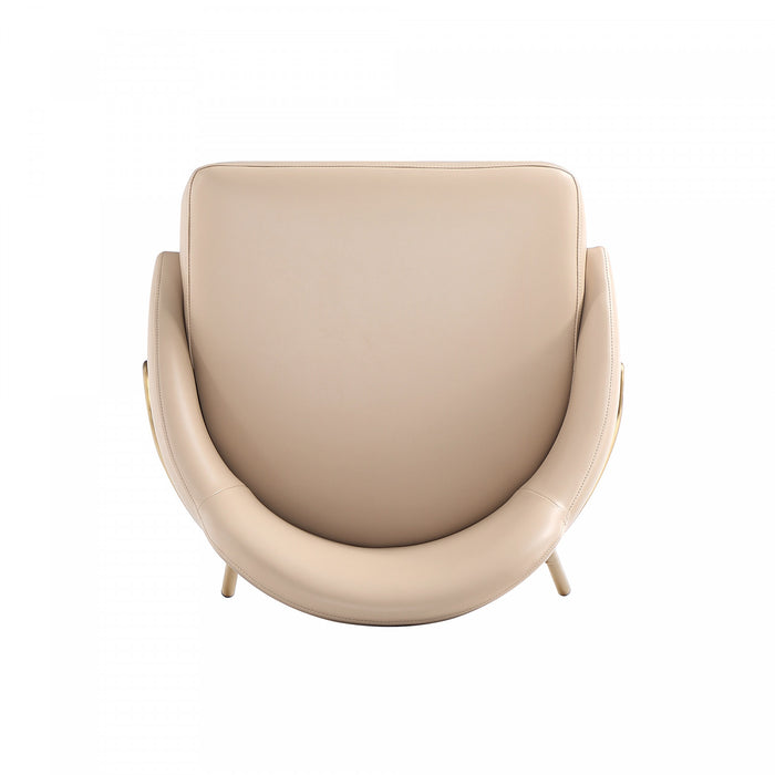 Tabouret de bar moderne en metal Gracie avec revetement en tissu, coloris beige et or - Lot de 3